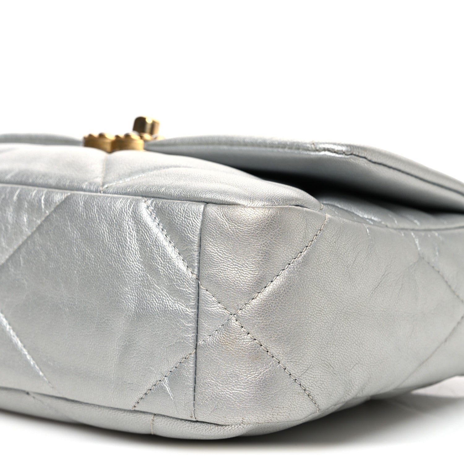 Chanel Metallic Goatskin Quilted Medium Chanel 19 Flap Silver 10 of 10
