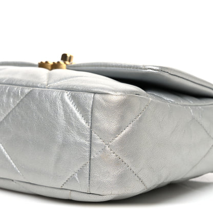 Chanel Metallic Goatskin Quilted Medium Chanel 19 Flap Silver 10 of 10