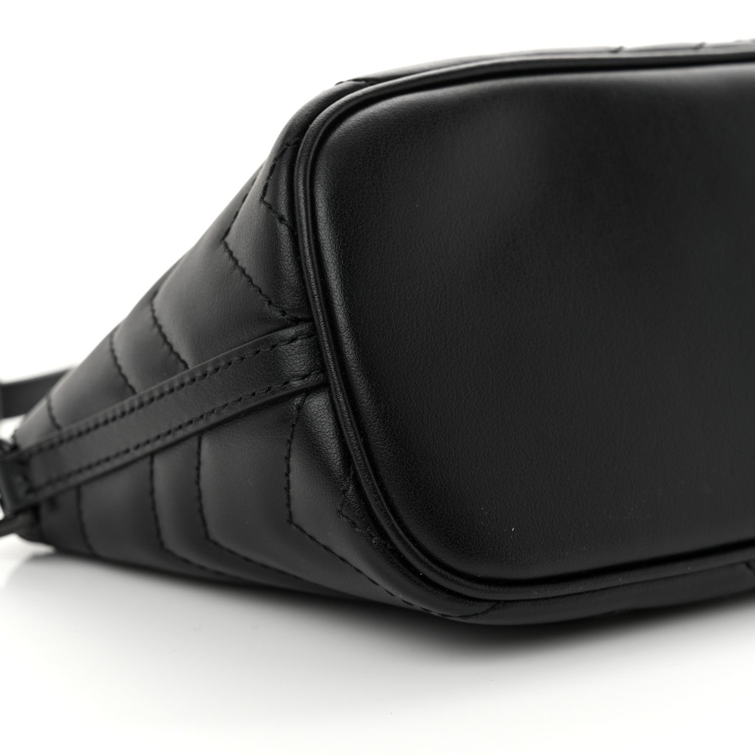 Gucci Calfskin Matelasse Chevron Monochrome GG Marmont Sling Shoulder Bag Black 9 of 11