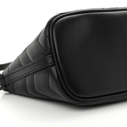 Gucci Calfskin Matelasse Chevron Monochrome GG Marmont Sling Shoulder Bag Black 9 of 11