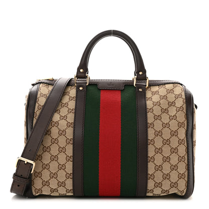 Gucci Monogram Vintage Web Medium Boston Dark Brown 1 of 18
