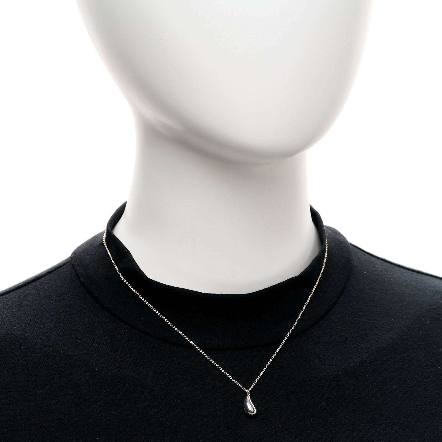 Tiffany Sterling Silver 12mm Elsa Peretti Teardrop Pendant Necklace 2 of 4