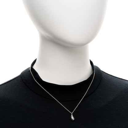 Tiffany Sterling Silver 12mm Elsa Peretti Teardrop Pendant Necklace 2 of 4