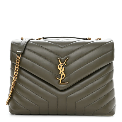 Saint Laurent Calfskin Y Quilted Monogram Medium Loulou Chain Satchel Military Olive 1 of 11