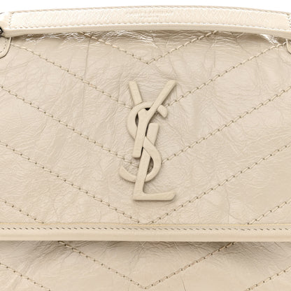 Saint Laurent Crinkled Calfskin Matelasse Monogram Baby Niki Chain Satchel Ivory 8 of 11