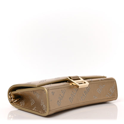 Balenciaga Metallic Smooth Calfskin Crystal Diagonal Allover Logo Hourglass Wallet Light Gold Crystal 4 of 8