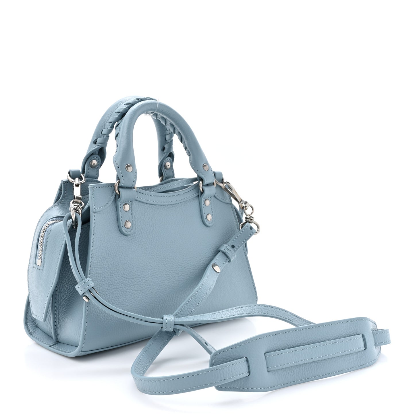 Grained Calfskin Neo Classic Silver Hardware Mini City Blue Grey
