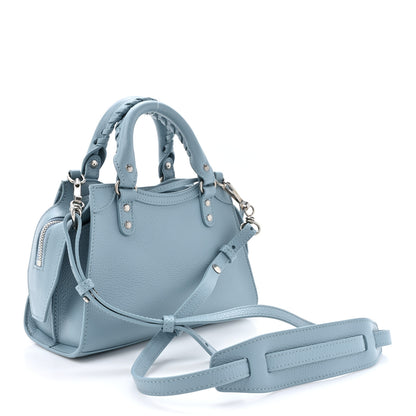 Balenciaga Grained Calfskin Neo Classic Silver Hardware Mini City Blue Grey 3 of 10