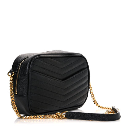Saint Laurent Grain De Poudre Matelasse Monogram Mini Lou Camera Bag Black 2 of 9