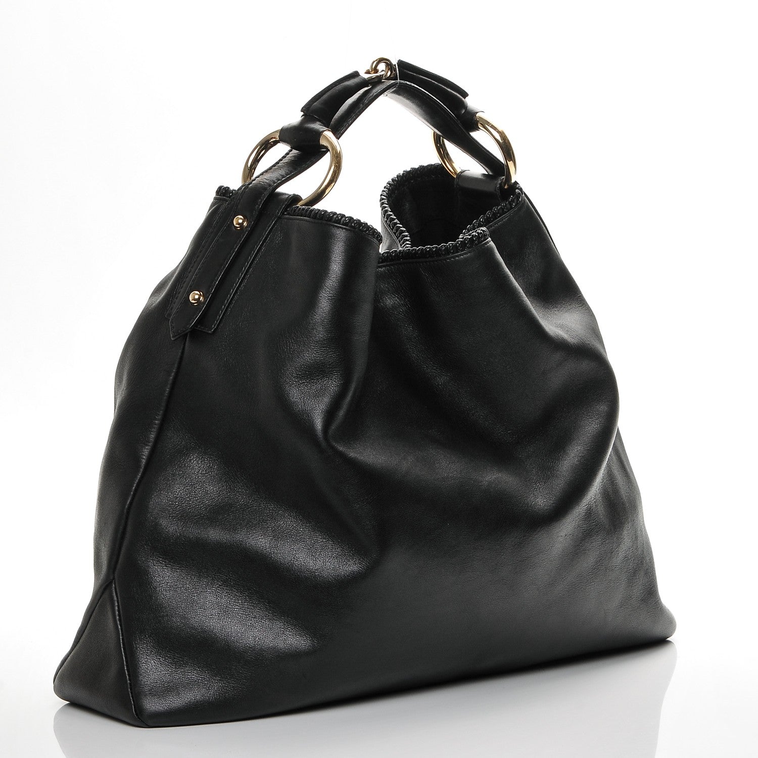 Gucci Calfskin Large Horsebit Chain Hobo Black 3 of 7