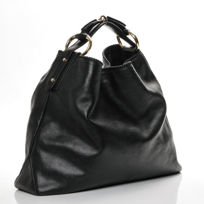 Gucci Calfskin Large Horsebit Chain Hobo Black 3 of 7