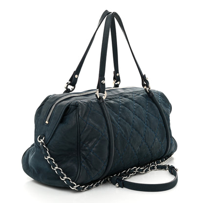 Chanel Iridescent Calfskin Quilted Relax CC Bowler Blue 3 of 12