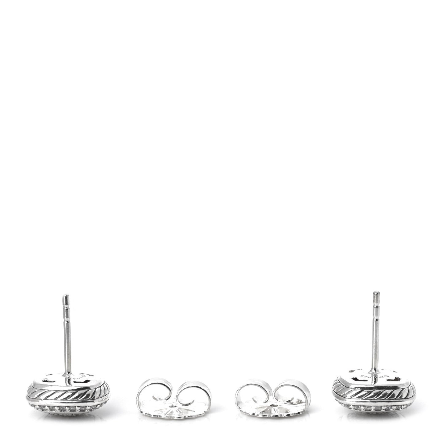 Sterling Silver Diamond 7mm Pave Albion Earrings