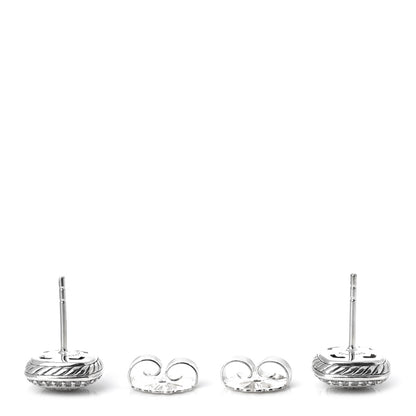 David Yurman Sterling Silver Diamond 7mm Pave Albion Earrings 3 of 5
