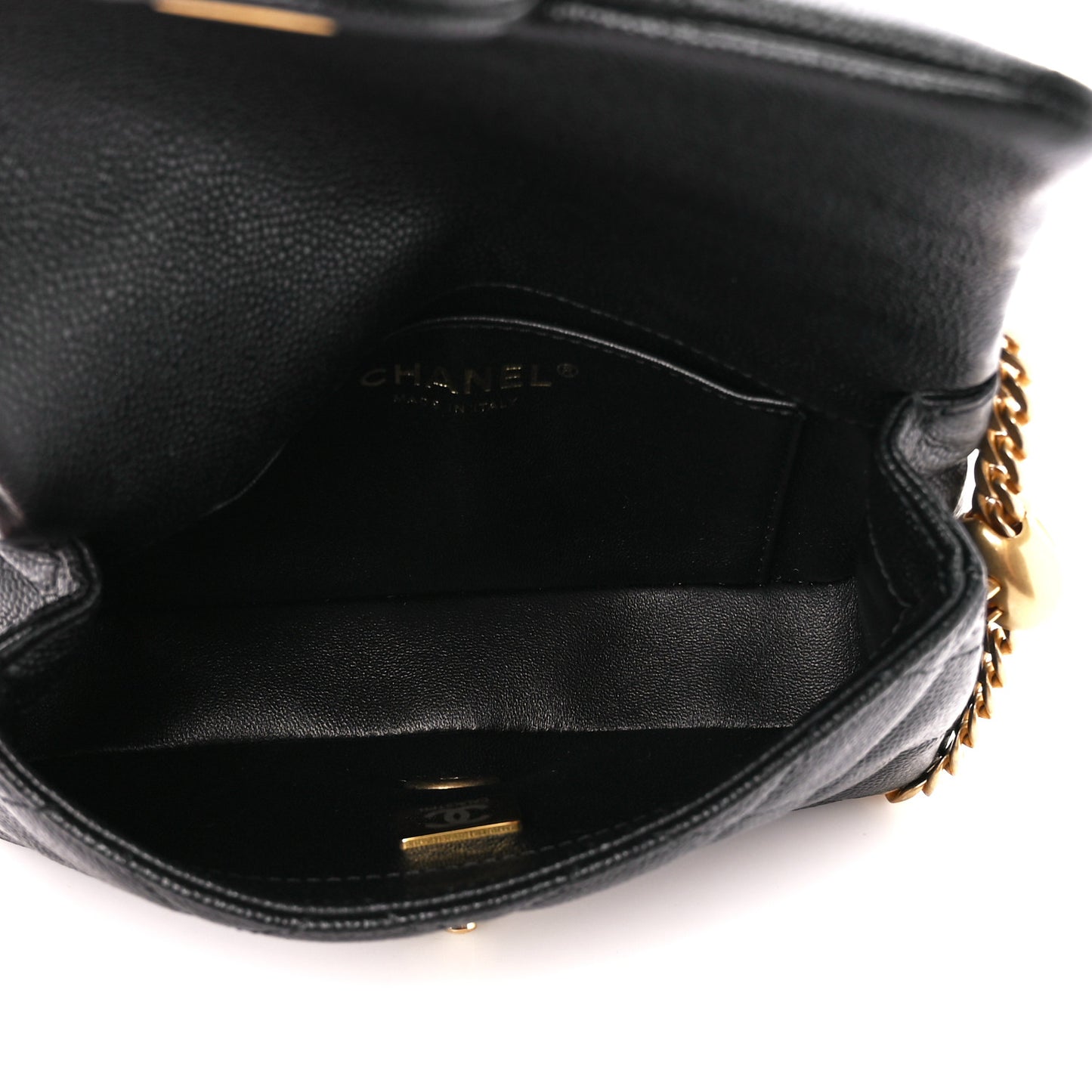 Caviar Quilted Mini Sweetheart Rectangular Flap Black