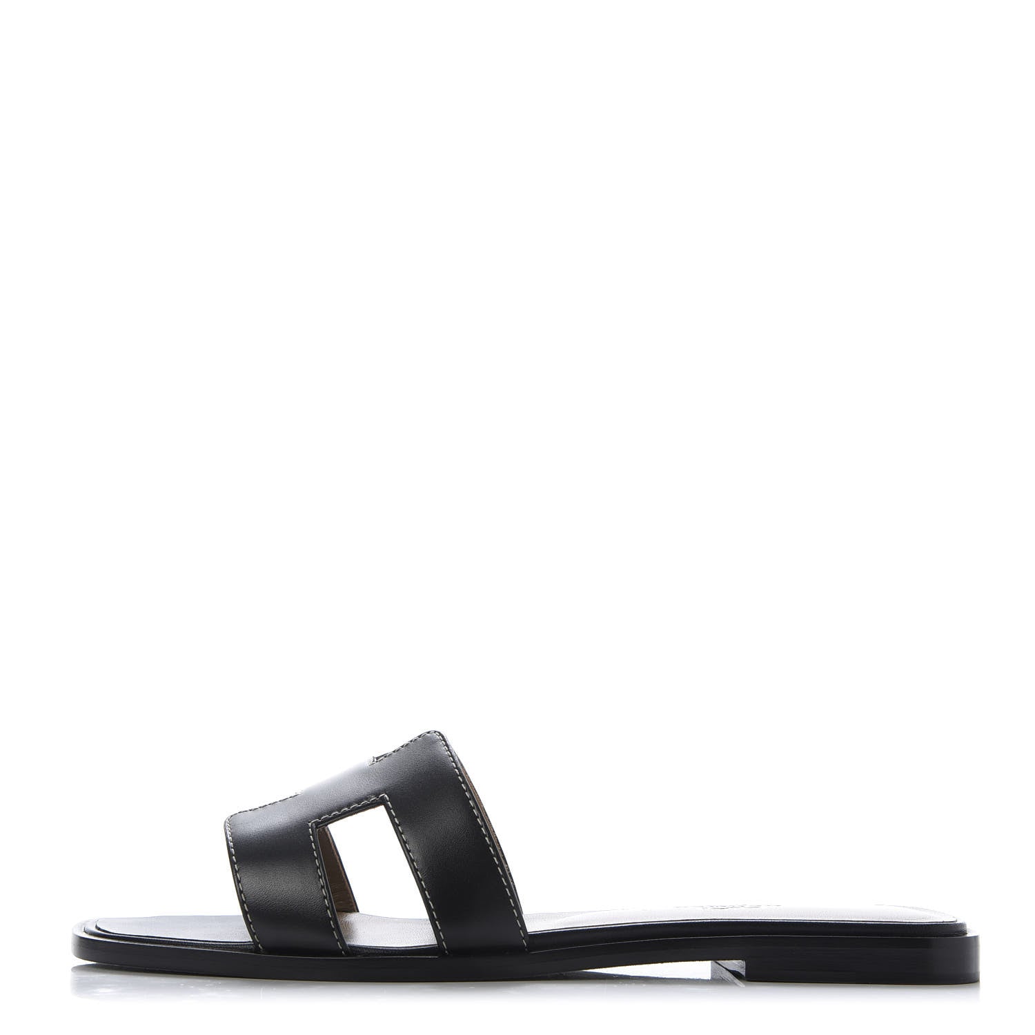 Hermes Box Calfskin Oran Sandals 38 Black 1 of 10