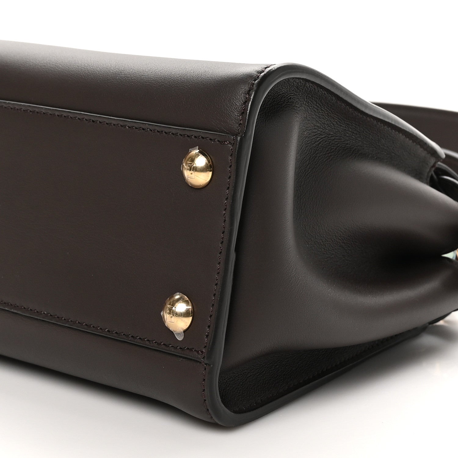 Fendi Vitello Seta Suede FF Mini Peekaboo Iconic Satchel Chocolate Sigaro Marrone 10 of 10