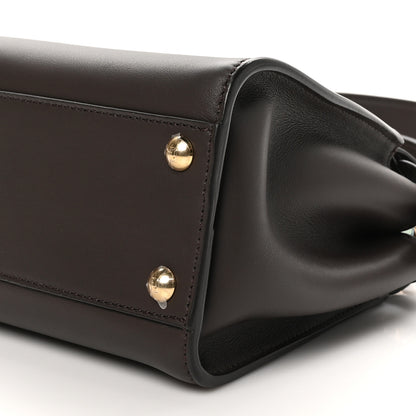 Fendi Vitello Seta Suede FF Mini Peekaboo Iconic Satchel Chocolate Sigaro Marrone 10 of 10
