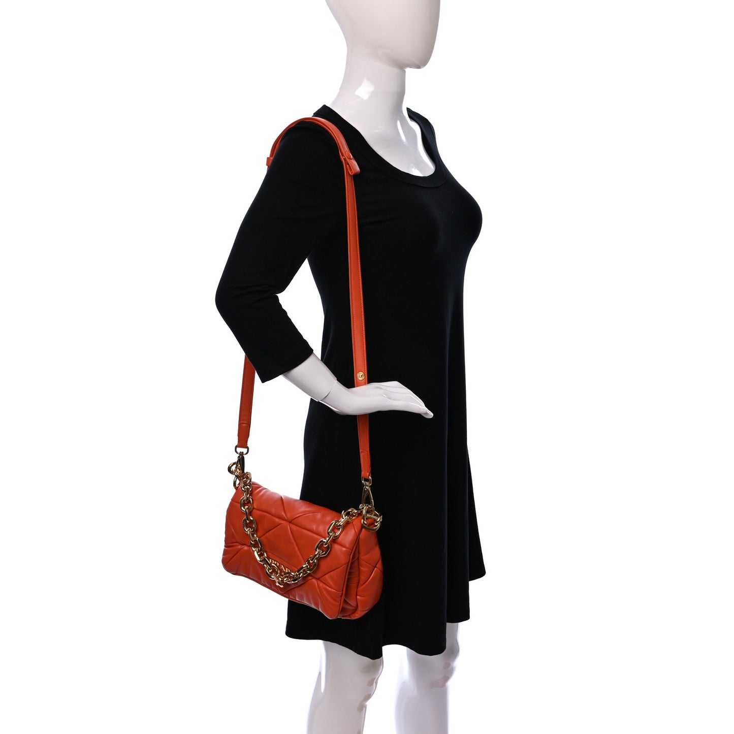 Nappa Triangle Quilted Medium Patchwork System Flap Bag Arancio