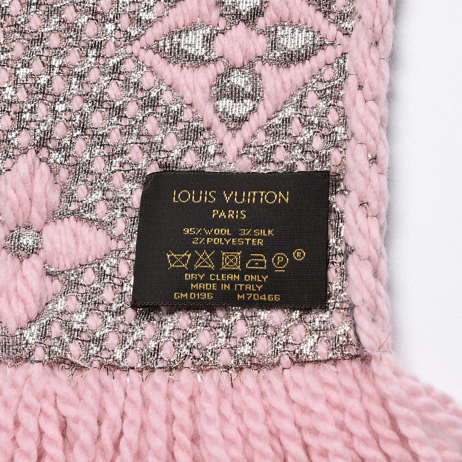 Louis Vuitton Wool Silk Logomania Shine Scarf Pink 4 of 4