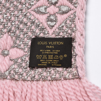 Louis Vuitton Wool Silk Logomania Shine Scarf Pink 4 of 4
