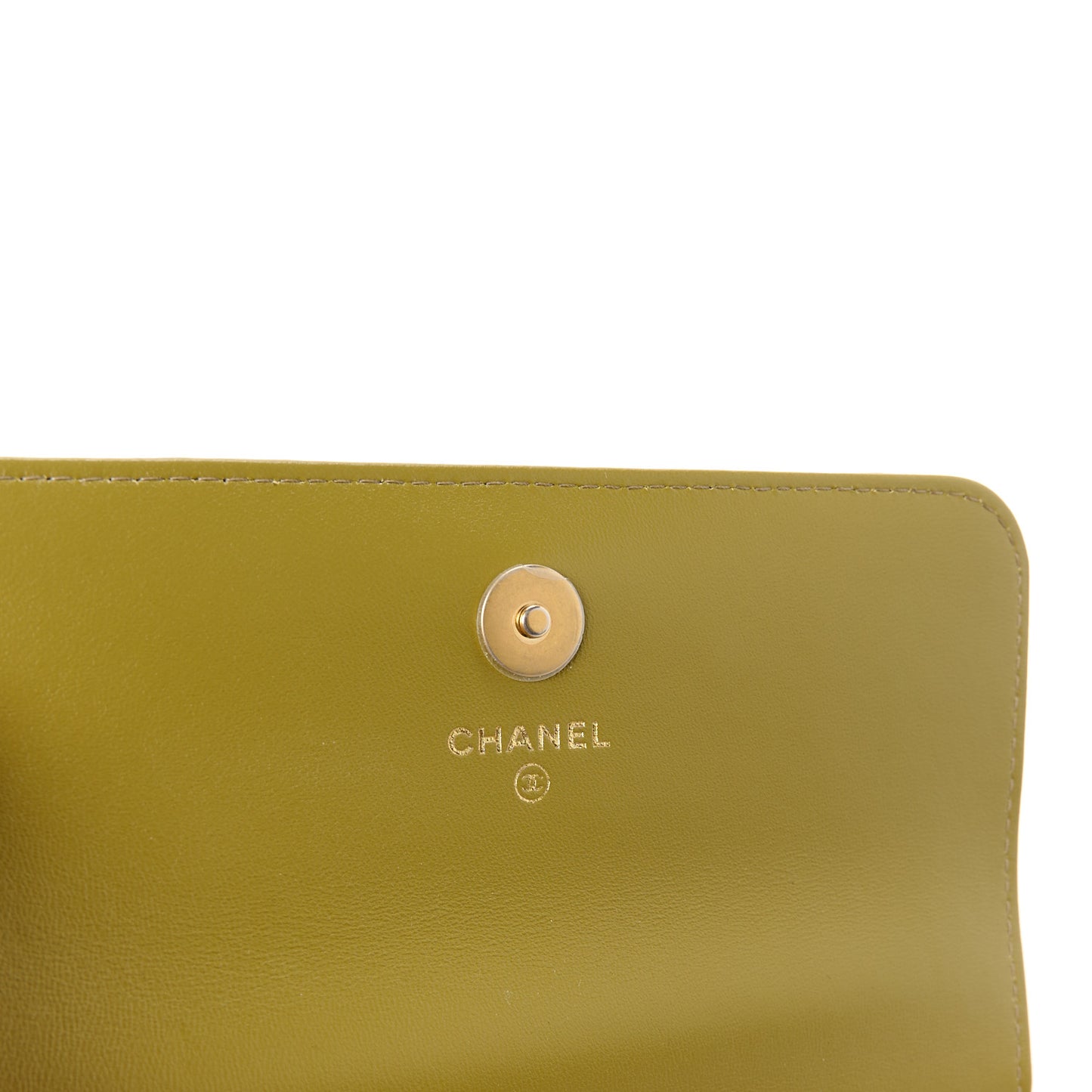 Lambskin Quilted Metal Twist Top Handle Flap Phone Holder With Chain Green