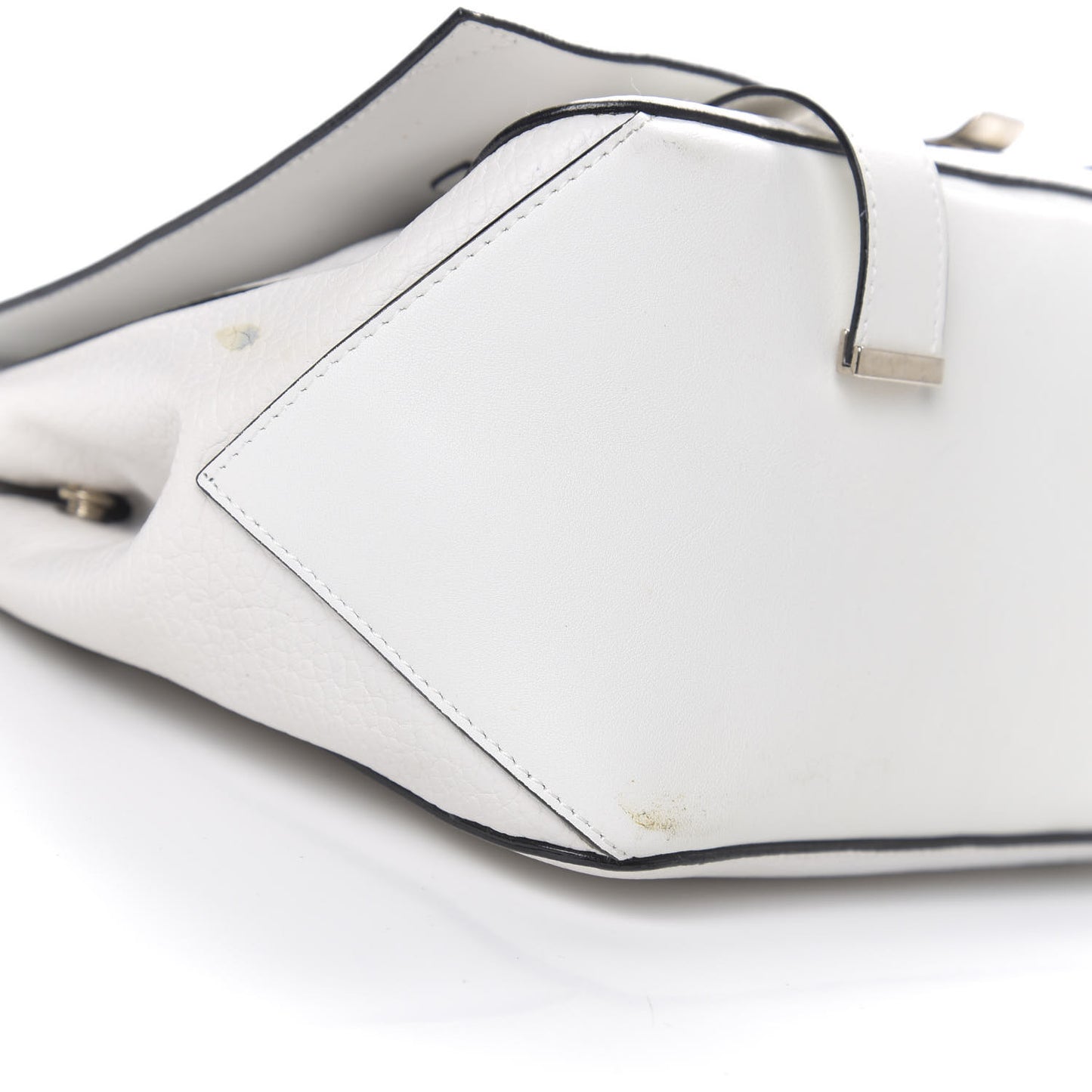 Pebbled Calfskin Double Sided PS Courier Bag White