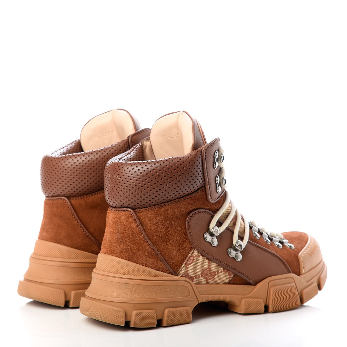 X SEGA Suede Calfskin GG Monogram Womens Flashtrek High-Top Sneakers 39 New Cuir Beige Ruggine