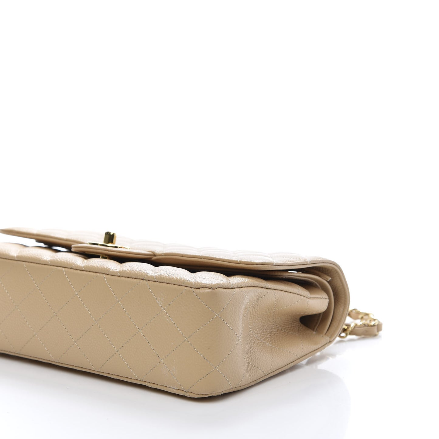 Caviar Quilted Medium Double Flap Beige Clair