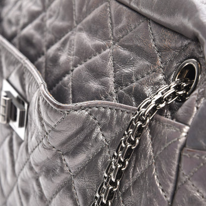 Chanel Metallic Aged Calfskin Quilted Medium Reissue Camera Case Dark Silver 10 of 10
