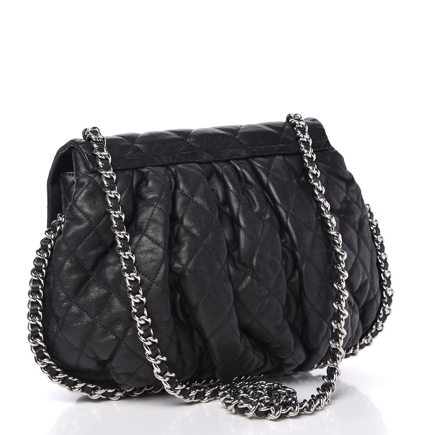 Washed Lambskin Quilted Large Chain Around Messenger