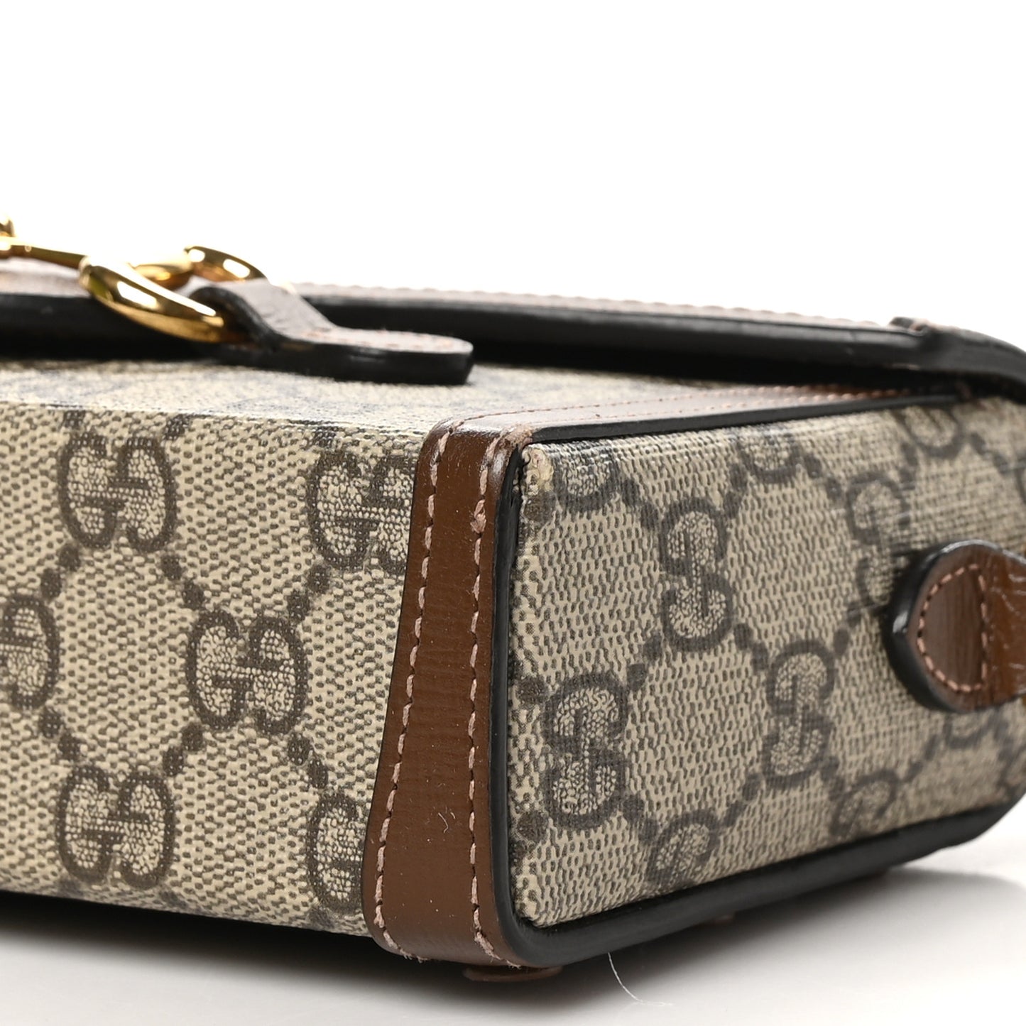 GG Supreme Monogram Mini Horsebit 1955 Shoulder Bag Beige Brown Sugar