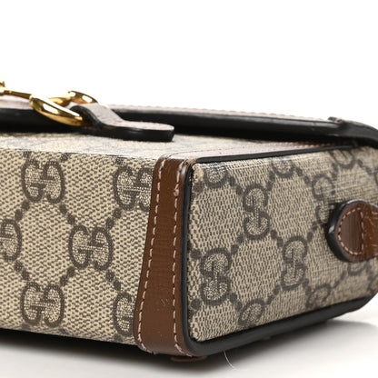 Gucci GG Supreme Monogram Mini Horsebit 1955 Shoulder Bag Beige Brown Sugar 10 of 11