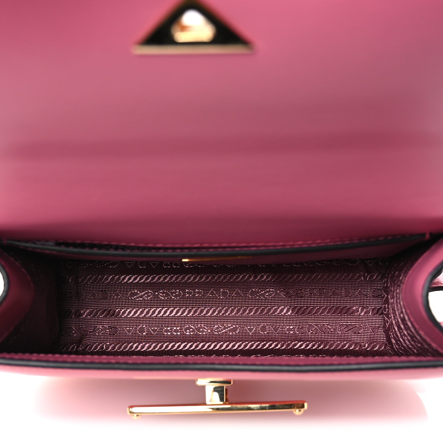 Prada Box Calfskin Triangle Embleme Flap Shoulder Bag Begonia 5 of 11