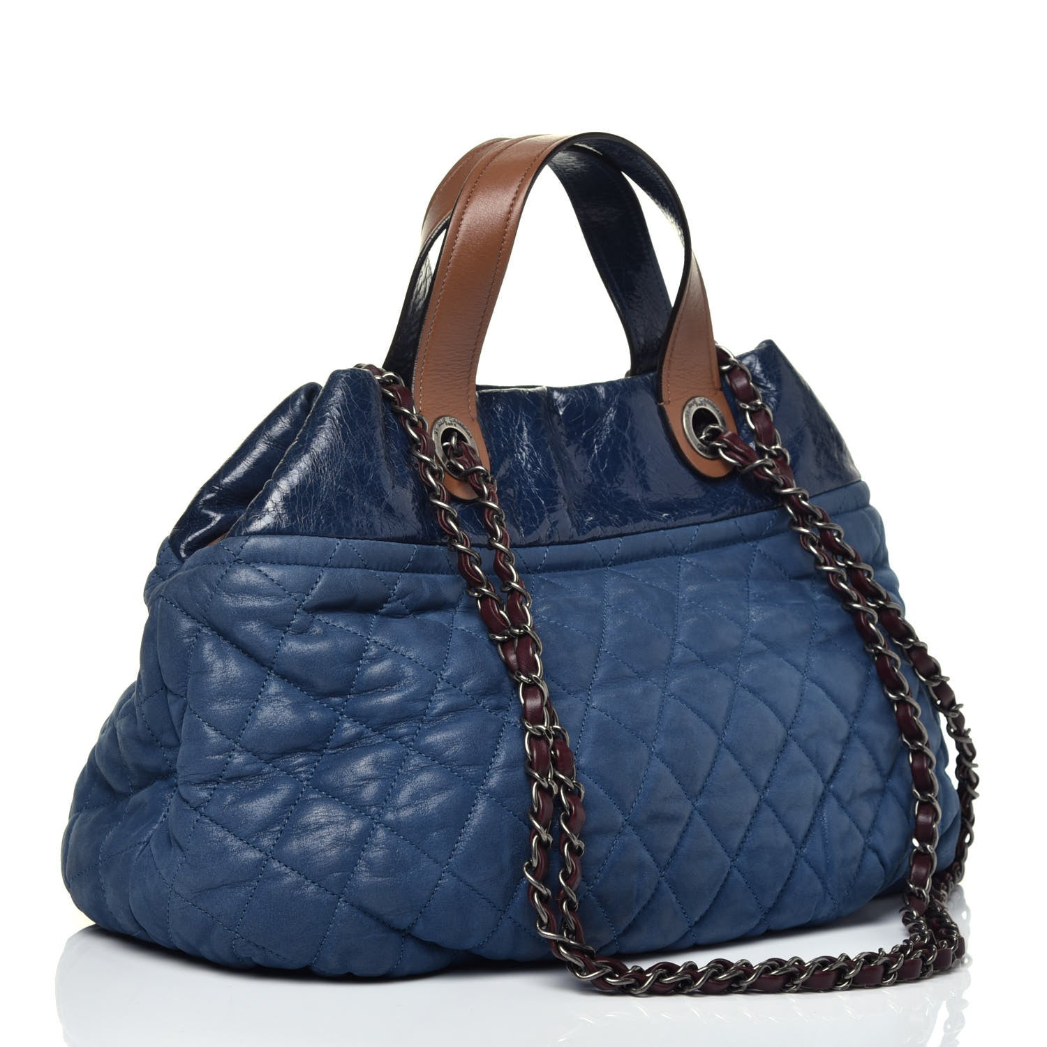 Chanel Iridescent Calfskin Quilted Large In The Mix Tote Navy 2 of 8