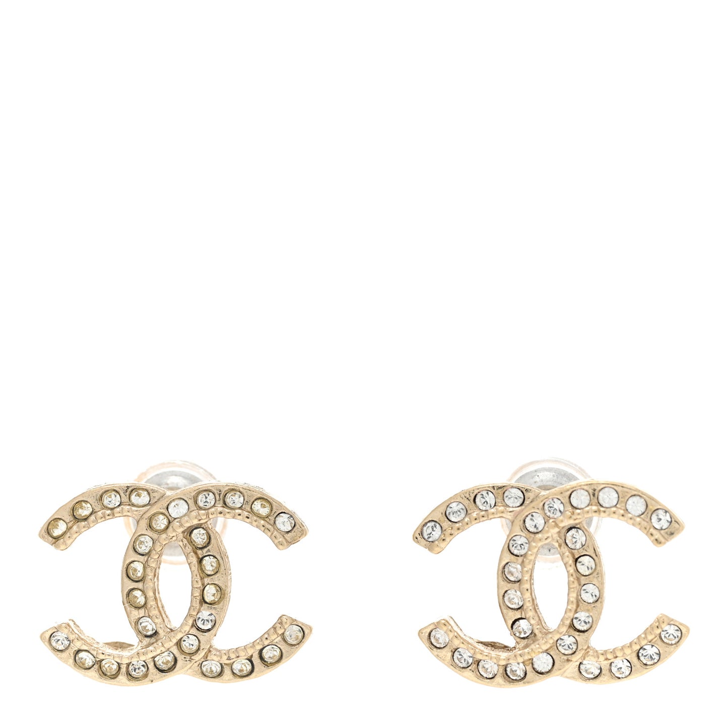 Crystal Mini Timeless CC Earrings Light Gold