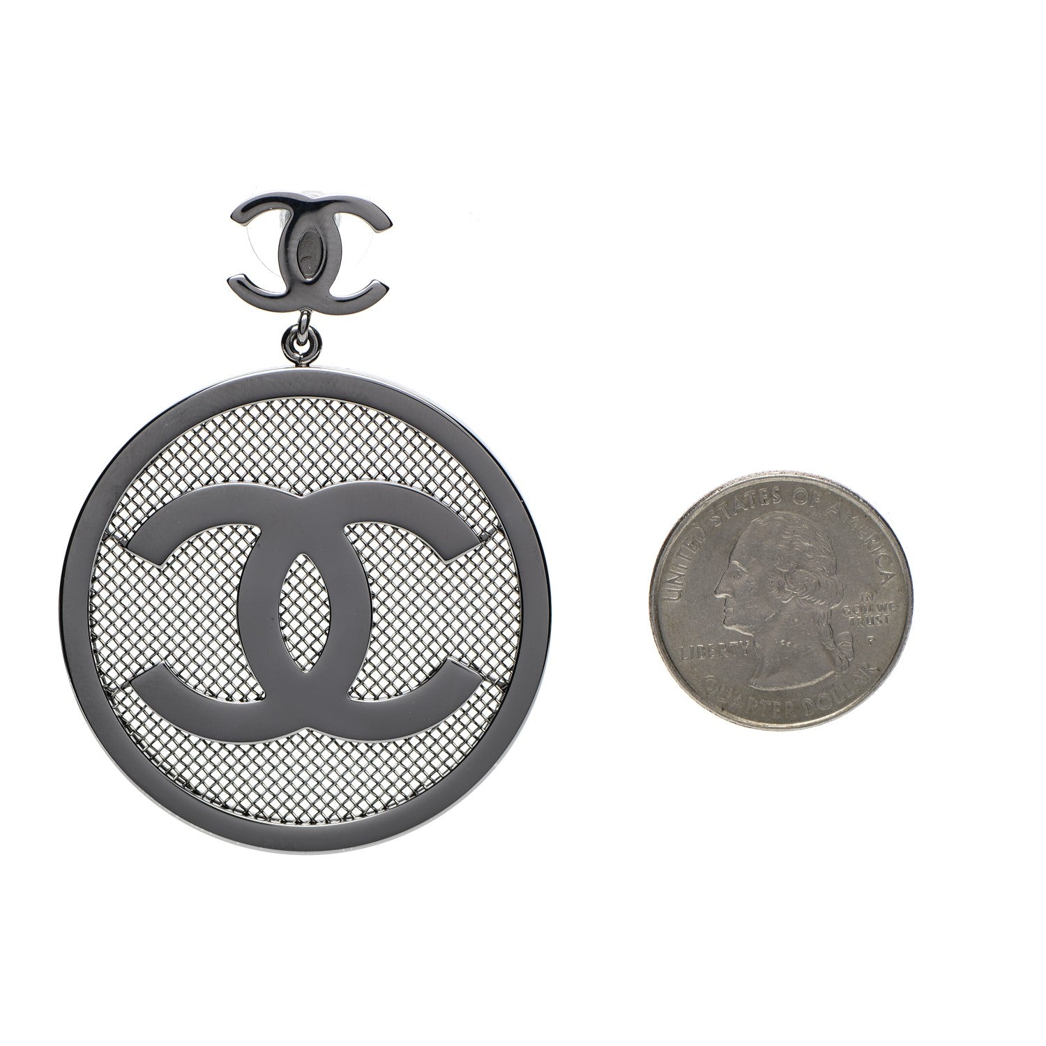 Chanel Ruthenium CC Drop Earrings 2 of 4