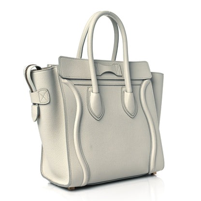 Celine Drummed Calfskin Micro Luggage Chalk 3 of 11