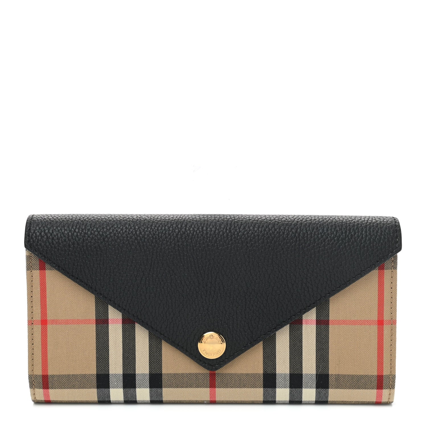 Burberry Vintage Check Grain Calfskin Halton Wallet Black 1 of 8