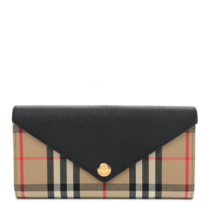 Burberry Vintage Check Grain Calfskin Halton Wallet Black 1 of 8