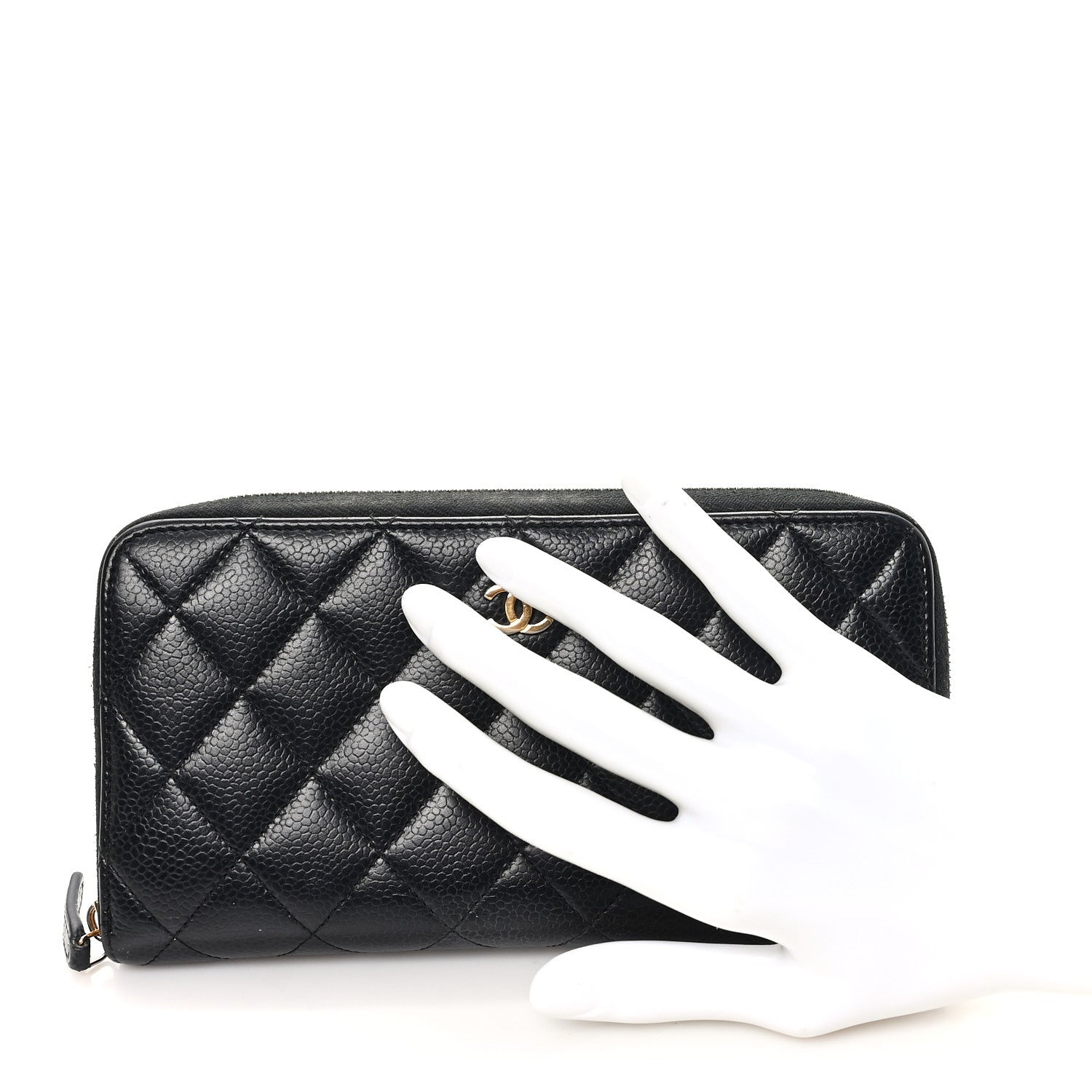 Chanel Caviar Quilted Large Gusset Zip Around Wallet Black 2 of 9