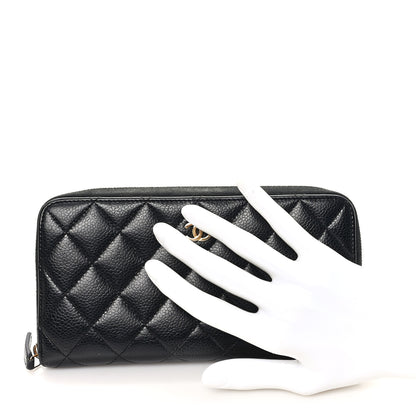 Chanel Caviar Quilted Large Gusset Zip Around Wallet Black 2 of 9