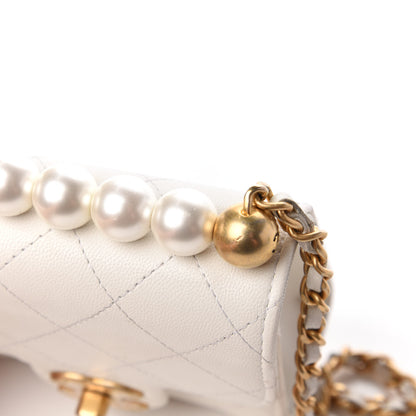 Chanel Goatskin Chic Pearls Clutch On Chain White 12 of 18
