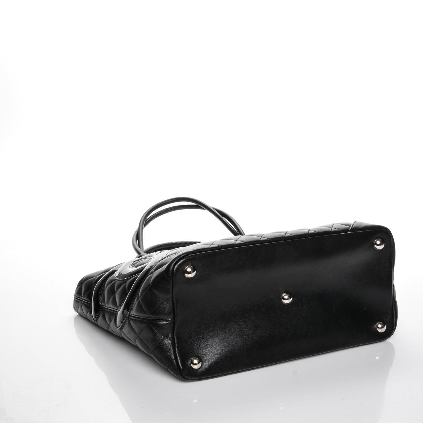 Calfskin Quilted Large Cambon Tote Black
