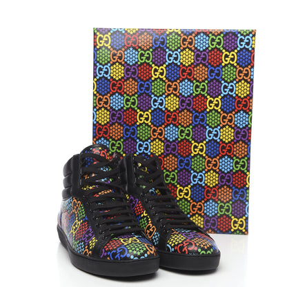 Gucci GG Supreme Monogram Psychedelic Mens High Top Sneakers 10 Black Multicolor 8 of 8