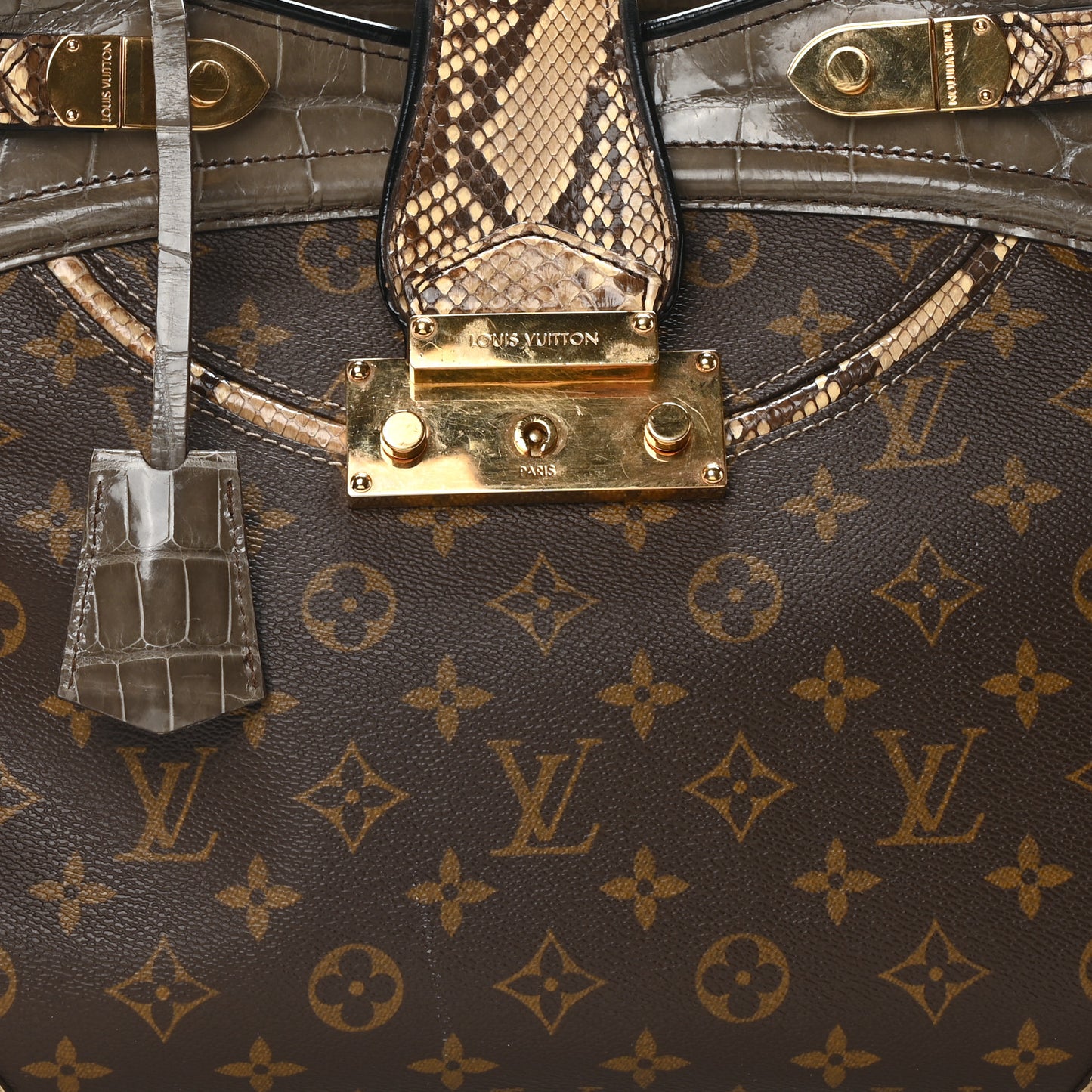 Monogram Snakeskin Alligator Monogramissime Exotic Shopper GM Gris