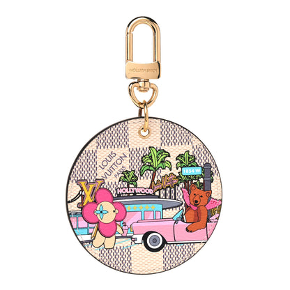 Louis Vuitton Damier Azur 2021 Christmas Animation Hollywood Bag Charm Key Ring Fuchsia 1 of 4