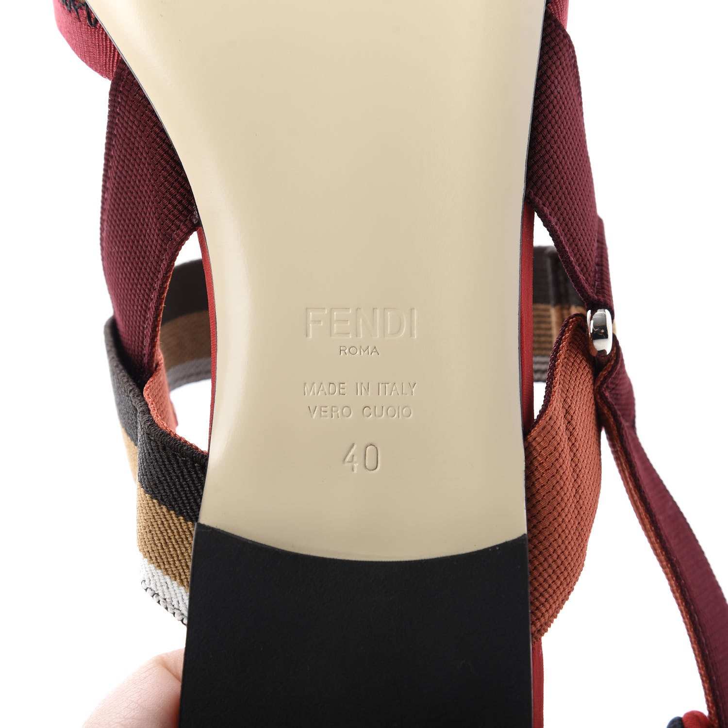 Fendi Technical Mesh Colibri Slingback Ballerina Flats 40 Fragola Mou Fango Ruggine 8 of 9