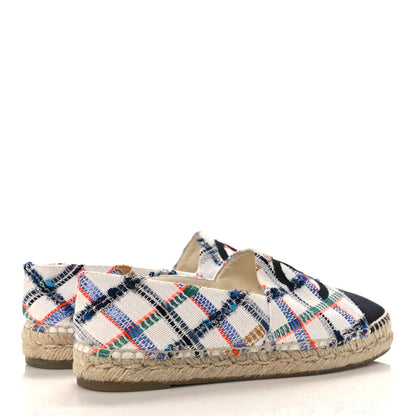 Chanel Tweed Grosgrain CC Espadrilles 39 White Blue Pink Green Black 4 of 8