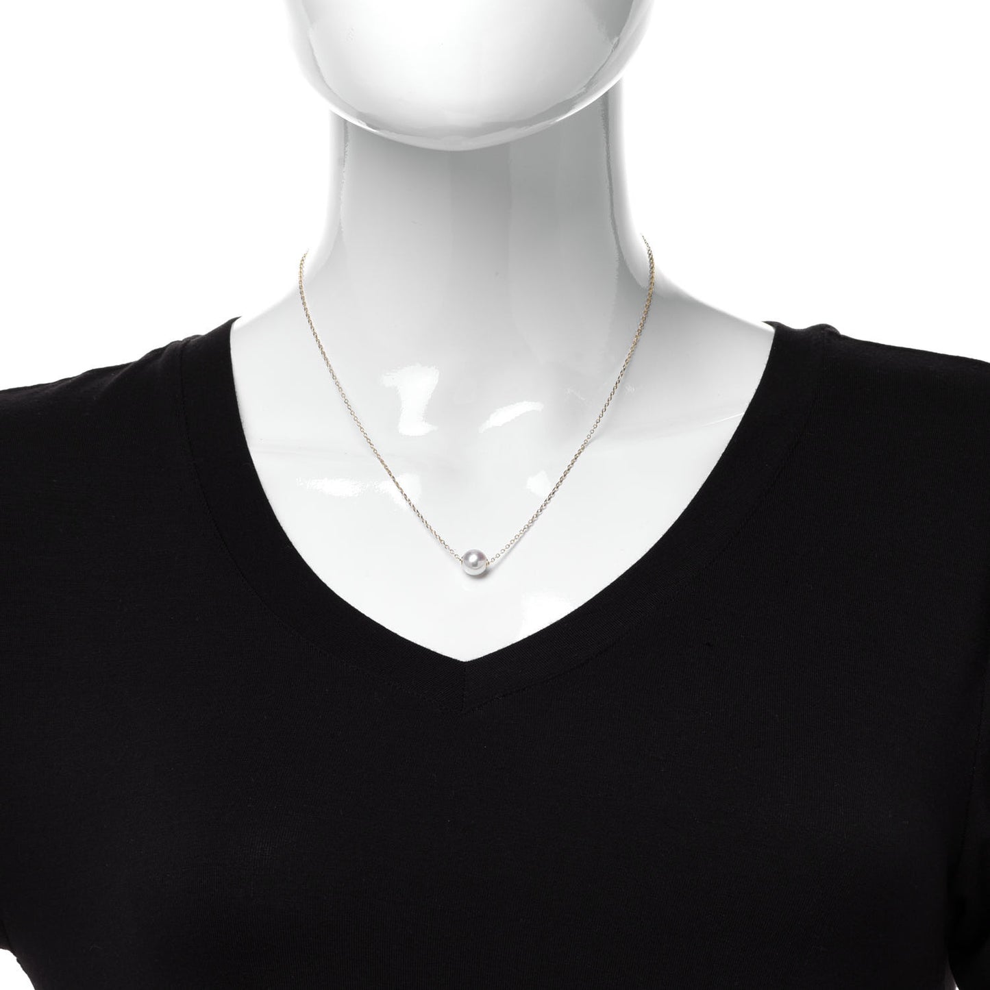 18K Yellow Gold Akoya Pearl 8mm Single Pendant Necklace